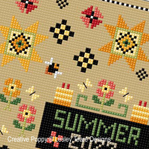 Lesley Teare Designs - Seasonal Sampler Summer, zoom 2 (Cross stitch chart)