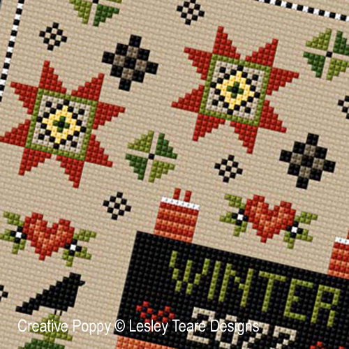 Lesley Teare Designs - Seasonal SamplerWinter, zoom 2 (Cross stitch chart)