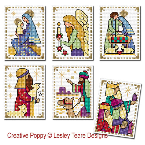 Small Nativity Cards cross stitch pattern by Lesley Teare Designs