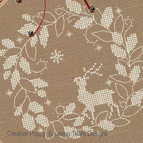 Snow Deer cross stitch pattern by Lesley Teare, zoom 1
