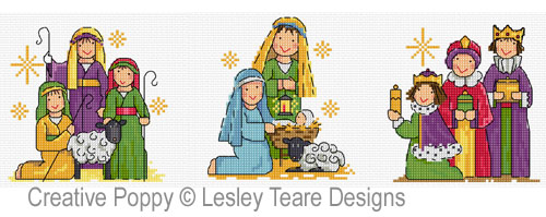 Lesley Teare Designs - Square Nativity Cards (x4), zoom 5 (Cross stitch chart)