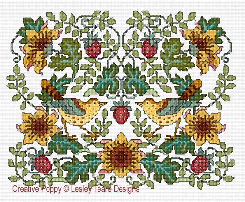 Strawberry Fair, cross stitch pattern, by Lesley Teare