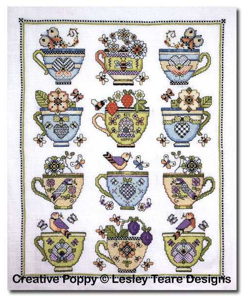 Lesley Teare Designs - Tea Cup Sampler (cross stitch chart)