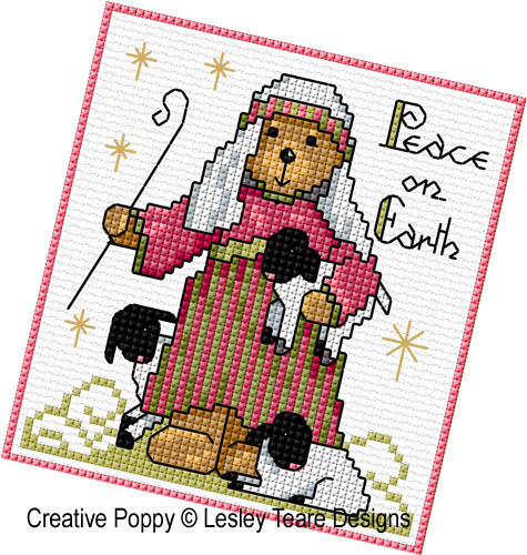 Lesley Teare Designs - Traditional Christmas teddies zoom 3 (cross stitch chart)