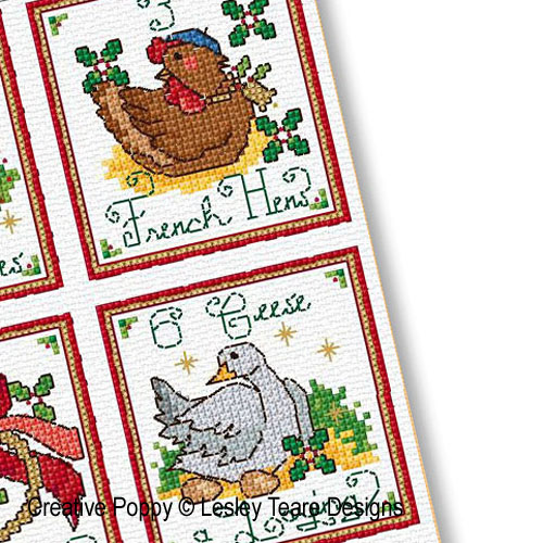 Lesley Teare Designs - Twelve Days of Christmas, zoom 2 (Cross stitch chart)