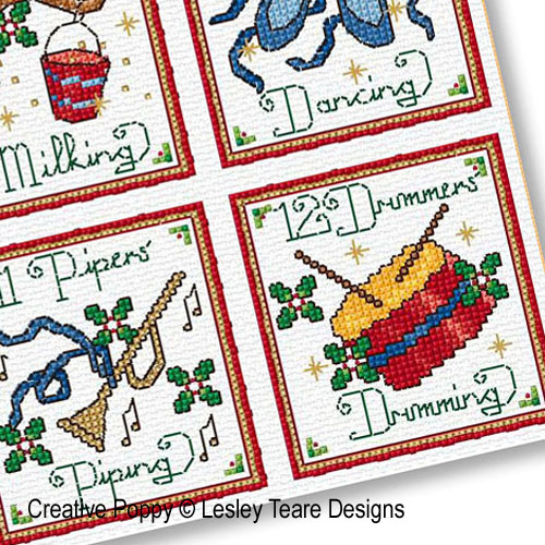 Lesley Teare Designs - Twelve Days of Christmas, zoom 4 (Cross stitch chart)