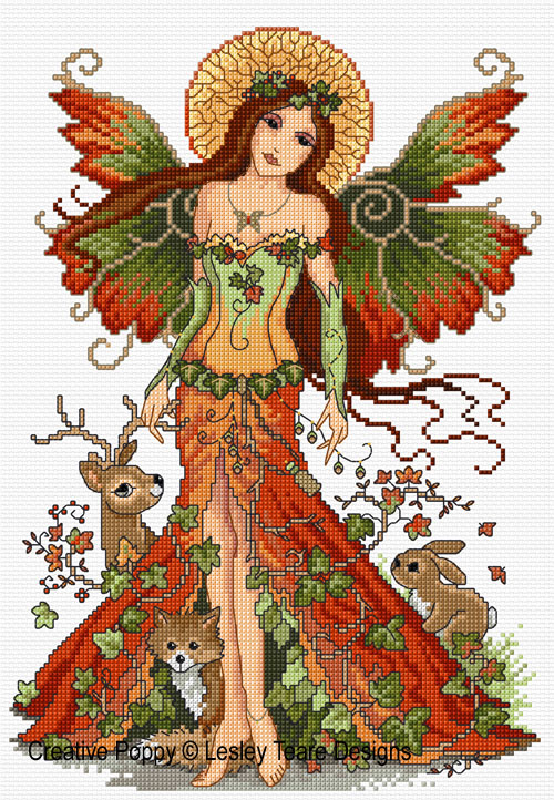 Woodland fairy cross stitch pattern by Lesley Teare Designs