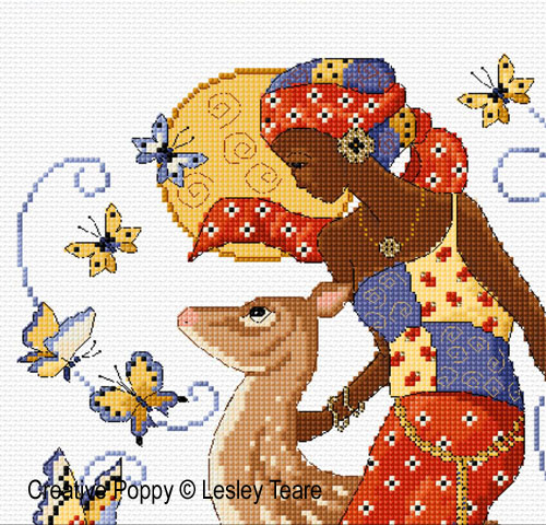 African Beauty cross stitch pattern by Lesley Teare