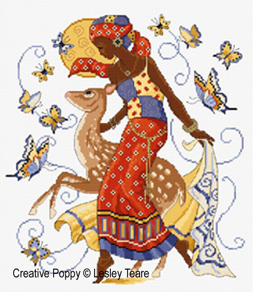 Lesley Teare Designs - African Beauty zoom 2 (cross stitch chart)