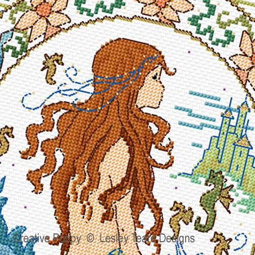 Fantasy Mermaid cross stitch pattern by Lesley Teare Designs