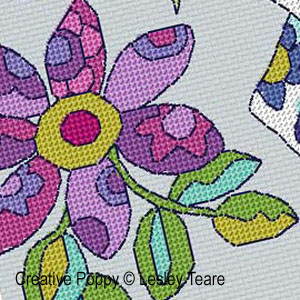 Folk Art deer cross stitch pattern by Lesley Teare Designs, zoom 1