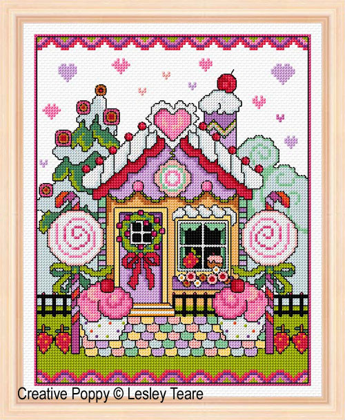<b>Gingerbread House</b><br>cross stitch pattern<br>by <b>Lesley Teare Designs</b>