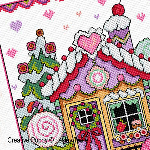 Lesley Teare Designs - Gingerbread House zoom 2 (cross stitch chart)