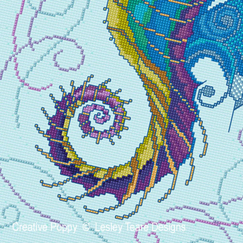 Lesley Teare Designs - Glorious Seahorse zoom 2 (cross stitch chart)