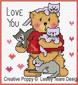 Lesley Teare Designs - Teddy cards for Boys zoom 3 (cross stitch chart)