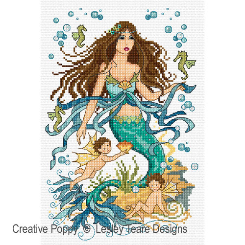 Mermaid and Water Nymphs cross stitch pattern by Lesley Teare Designs
