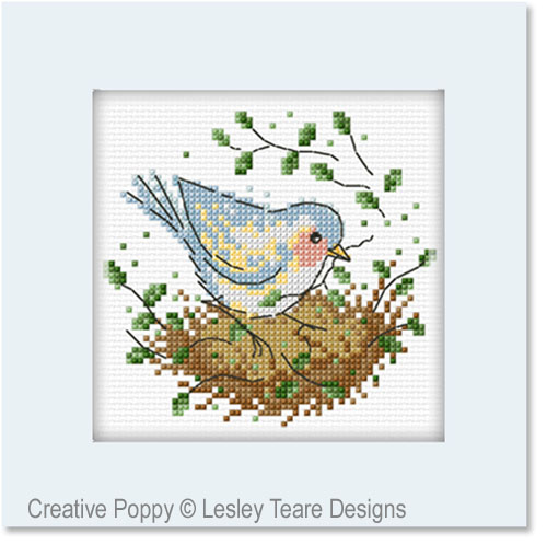 Nesting time cross stitch pattern by Lesley Teare designs
