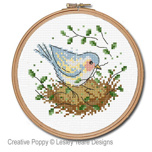 Nesting time cross stitch pattern by Lesley Teare designs, zoom 1