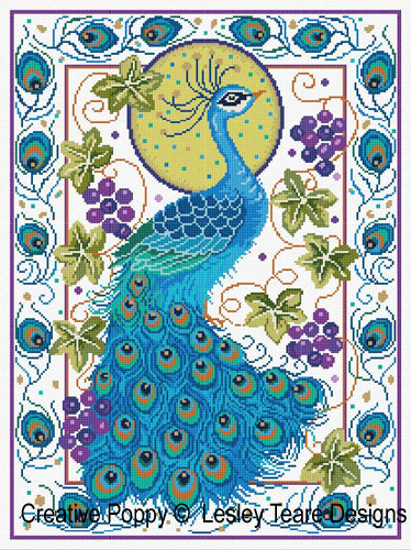 Lesley Teare Designs - Peacock Finery zoom 1 (cross stitch chart)