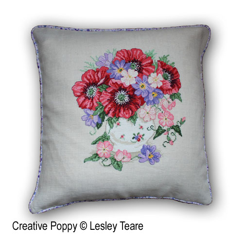 Lesley Teare Designs - Poppy Bouquet zoom 4 (cross stitch chart)