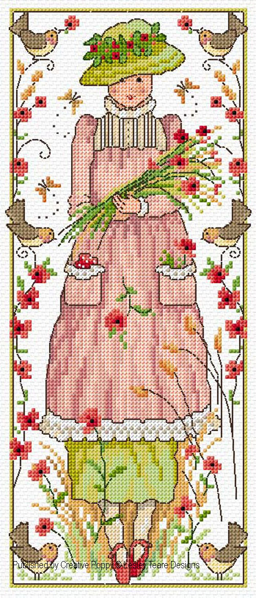 <b>Poppy Girl</b><br>cross stitch pattern<br>by <b>Lesley Teare Designs</b>