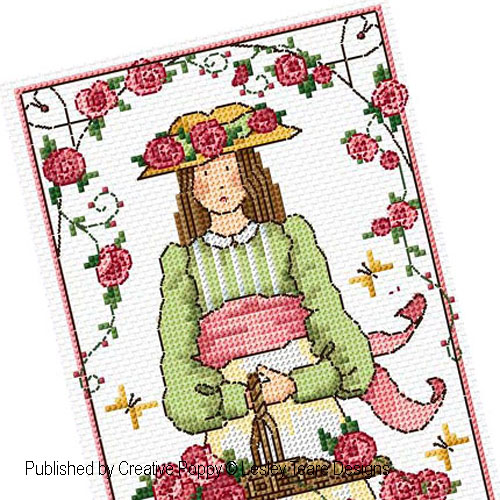 Rose Girl cross stitch pattern by Lesley Teare Designs, zoom 1