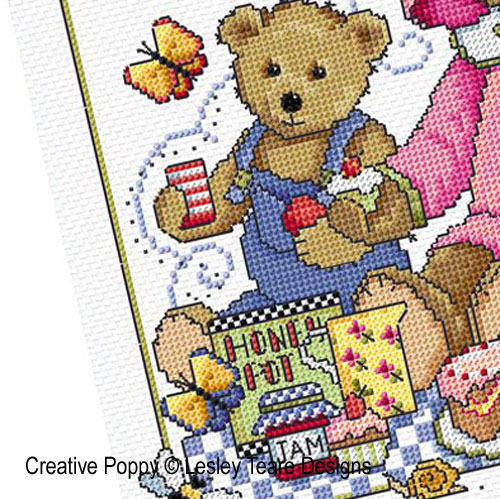 Teddy Bears Picnic cross stitch pattern by Lesley Teare Designs, zoom 1