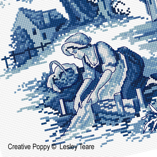 Toile de Jouy cross stitch pattern by Lesley Teare Designs, zoom1