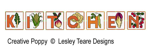 Lesley Teare Designs - Vegetable Alphabet zoom 3 (cross stitch chart)