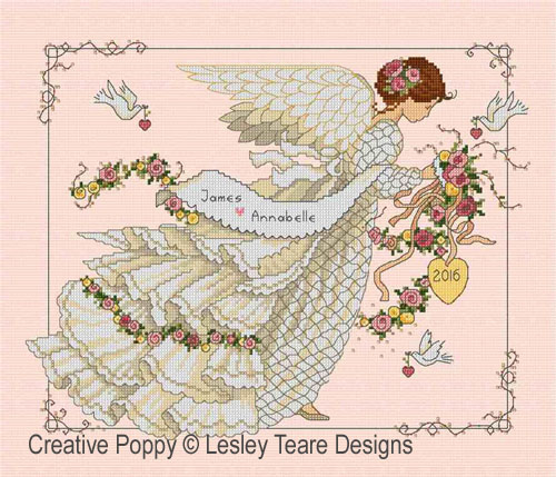 Wedding Angel cross stitch pattern by Lesley Teare Designs