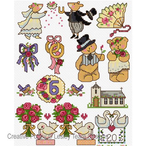 Lesley Teare Designs - Motifs Wedding Day zoom 3 (cross stitch chart)