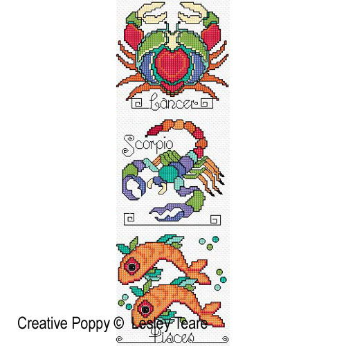 Lesley Teare Designs - Zodiac Signs zoom 1 (cross stitch chart)