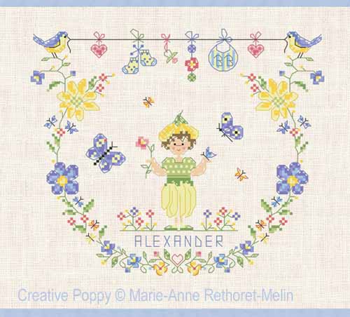 Marie-Anne Rethoret-Melin - Garden Baby Boy zoom 4 (cross stitch chart)