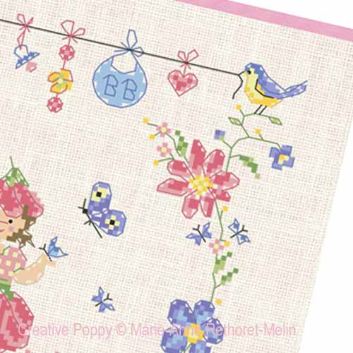 Marie-Anne Rethoret-Melin - Garden Baby Girl zoom 3 (cross stitch chart)
