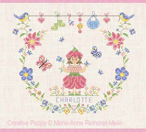 <b>Garden Baby Girl</b><br>cross stitch pattern<br>by <b>Marie-Anne Rethoret-Melin</b>