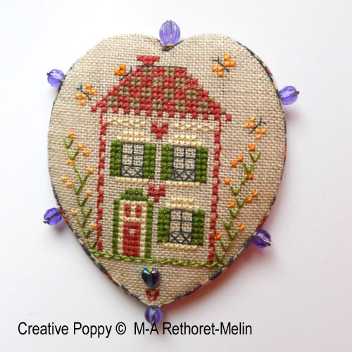 Marie-Anne Rethoret-Melin - The House with  Red door Pinkeep zoom 2 (cross stitch chart)