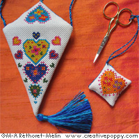 <b>Scissor case & scissor fob - Sunny Colors</b><br>cross stitch pattern<br>by <b>Marie-Anne Réthoret-Mélin</b>