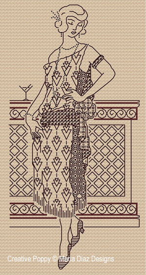 Blackwork Lady, designed by Maria Diaz - Blackwork pattern chart