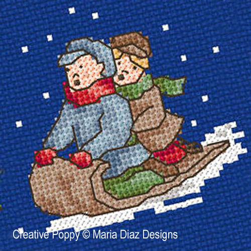Victorian Christmas Children cross stitch pattern by Maria Diaz Designs, zoom 3
