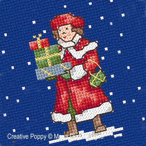 Victorian Christmas Children cross stitch pattern by Maria Diaz Designs, zoom 4