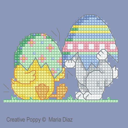 Maria Diaz - Easter Chick & Bunny zoom 5 (cross stitch chart)
