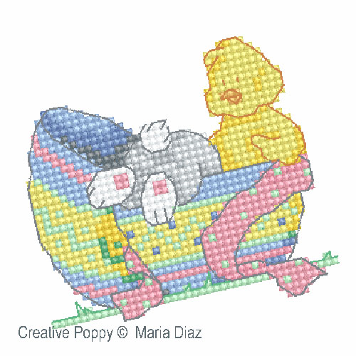Easter Chick and Bunny cross stitch pattern by Maria Diaz designs, zoom1