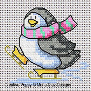 Fun penguins, designed by Maria Diaz - Cross stitch pattern chart (zoom 2)