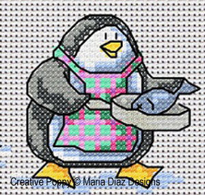 Fun penguins, designed by Maria Diaz - Cross stitch pattern chart (zoom3)