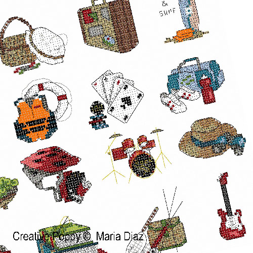 Maria Diaz - Hobbies I (20 motifs) zoom 3 (cross stitch chart)