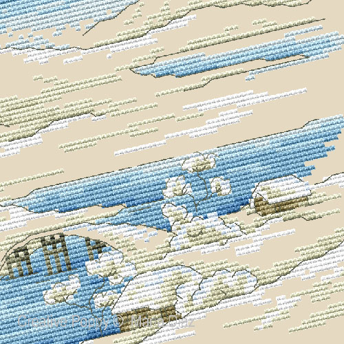Japanese Snowscape cross stitch pattern by Maria Diaz Designs, zoom1