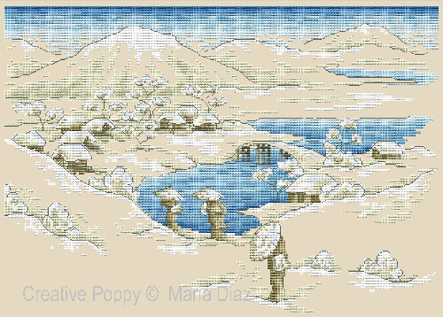 Maria Diaz - Japanese Snowscape zoom 4 (cross stitch chart)