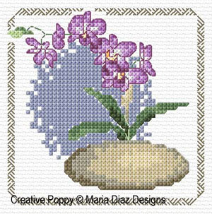 Orchids, designed by Maria Diaz - Cross stitch pattern chart (zoom 2)