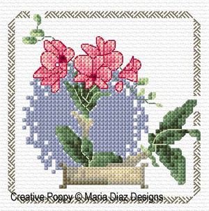 Orchids, designed by Maria Diaz - Cross stitch pattern chart (zoom3)