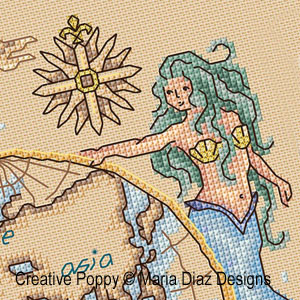 Maria Diaz Designs - Seafare's Globe zoom 1 (cross stitch chart)